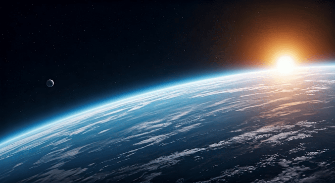 alt_text: Moment startu statku kosmicznego w kierunku Księżyca, z silnikiem, dymem i gwiaździstym niebem.