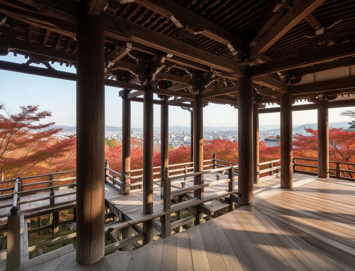 Drewniany taras widokowy świątyni Kiyomizu-dera