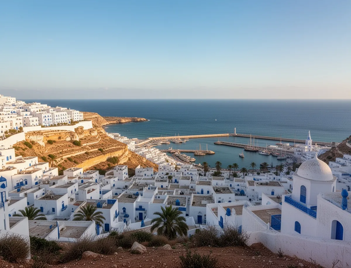 Widok na Zatokę Tuniską ze wzgórza Sidi Bou Said