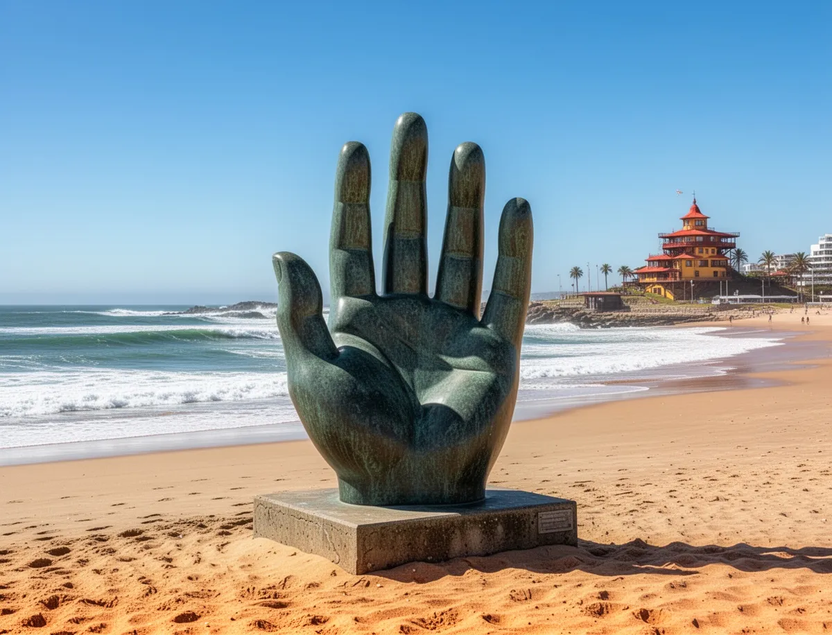 Rzeźba La Mano na Playa Brava