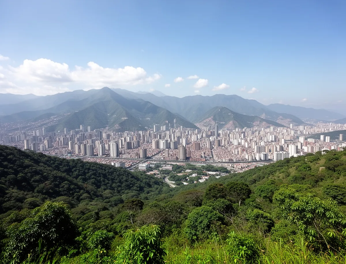 Panorama Caracas ze wzgórza Cerro Santa Ana