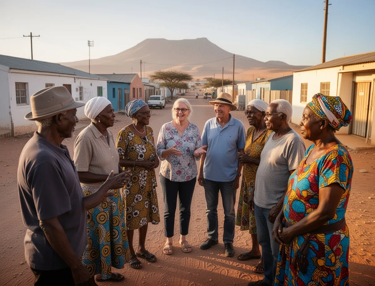 Grupa turystów na wycieczce po township Mondesa w Swakopmund