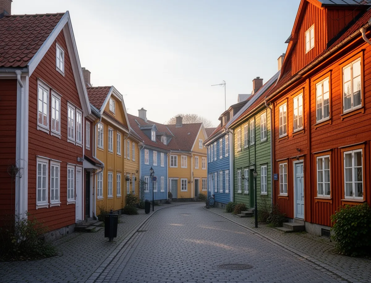 Drewniane domy w dzielnicy Björkholmen
