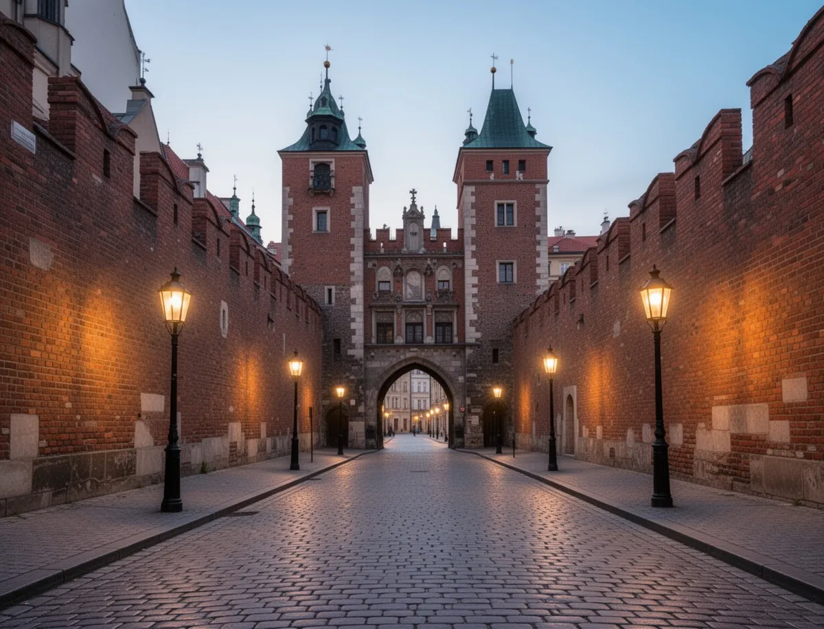 Brama Floriańska i fragment murów obronnych