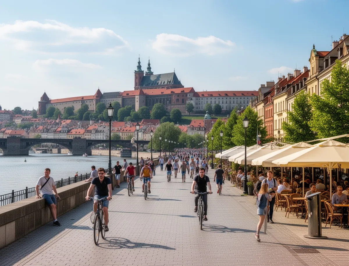 Bulwary Wiślane z widokiem na Wawel