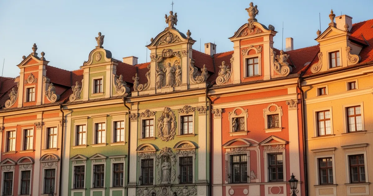 Kolorowe fasady kamienic ormiańskich przy Rynku Wielkim w Zamościu
