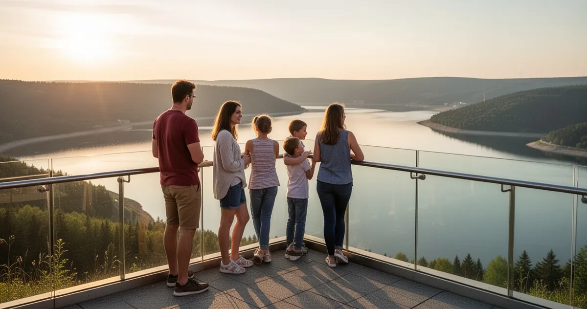 Rodzina na wieży widokowej nad Soliną