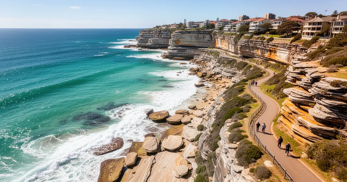 Szlak Bondi to Coogee wzdłuż klifów nad oceanem w Sydney
