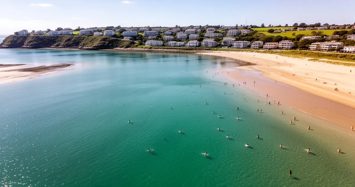 Spokojny brzeg estuarium Tallebudgera Creek w słoneczny dzień