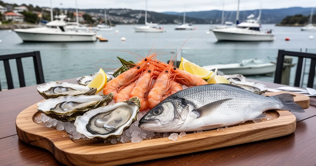 Talerz świeżych owoców morza w restauracji w Hobart