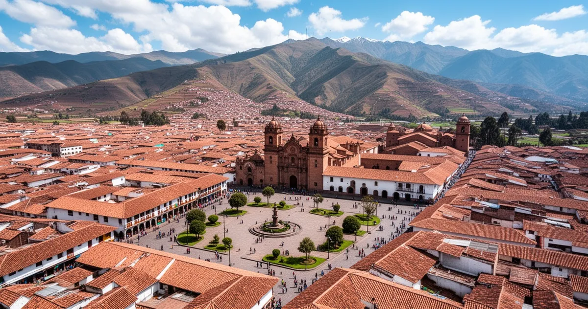 Historyczne centrum Cusco z lotu ptaka