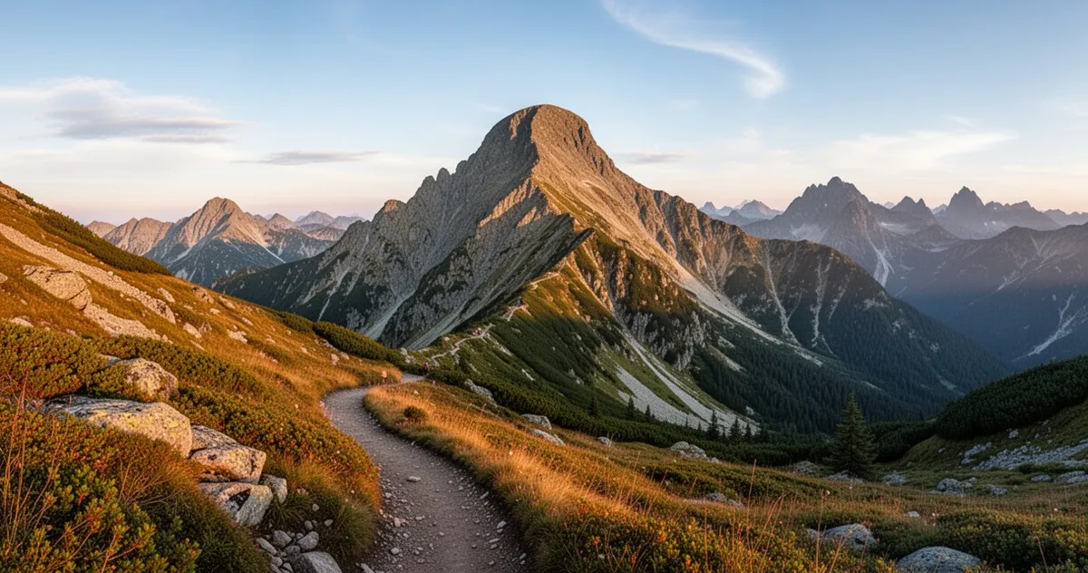 Panoramiczny widok na szczyt Krywania z okolicznego szlaku