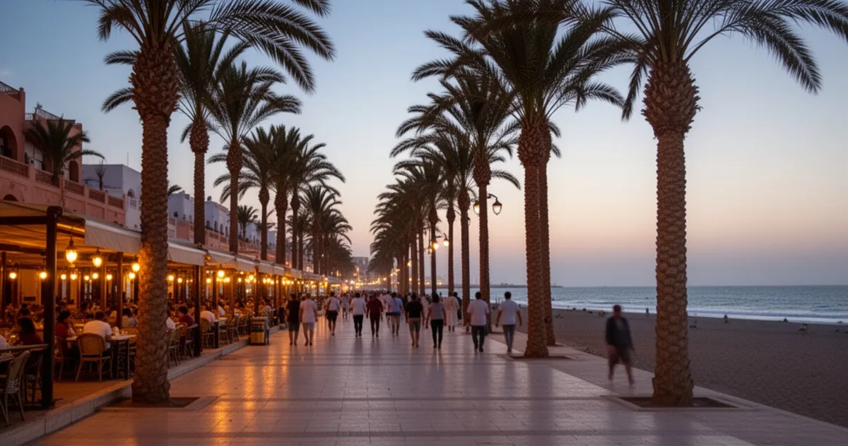 Promenada w Agadirze o zmierzchu