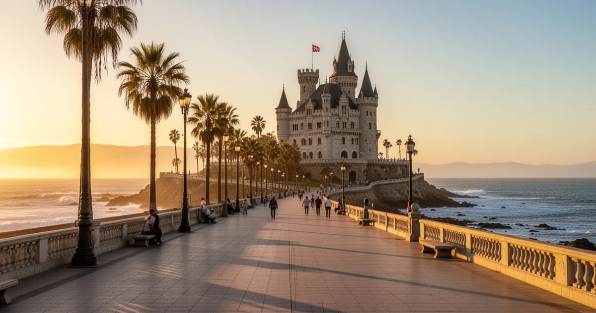 Promenada z Castillo Wulff i oceanem w tle