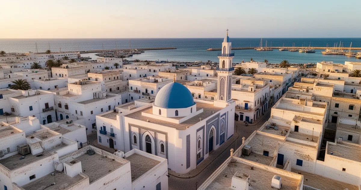 Medyna w Houmt Souk z widokiem na port