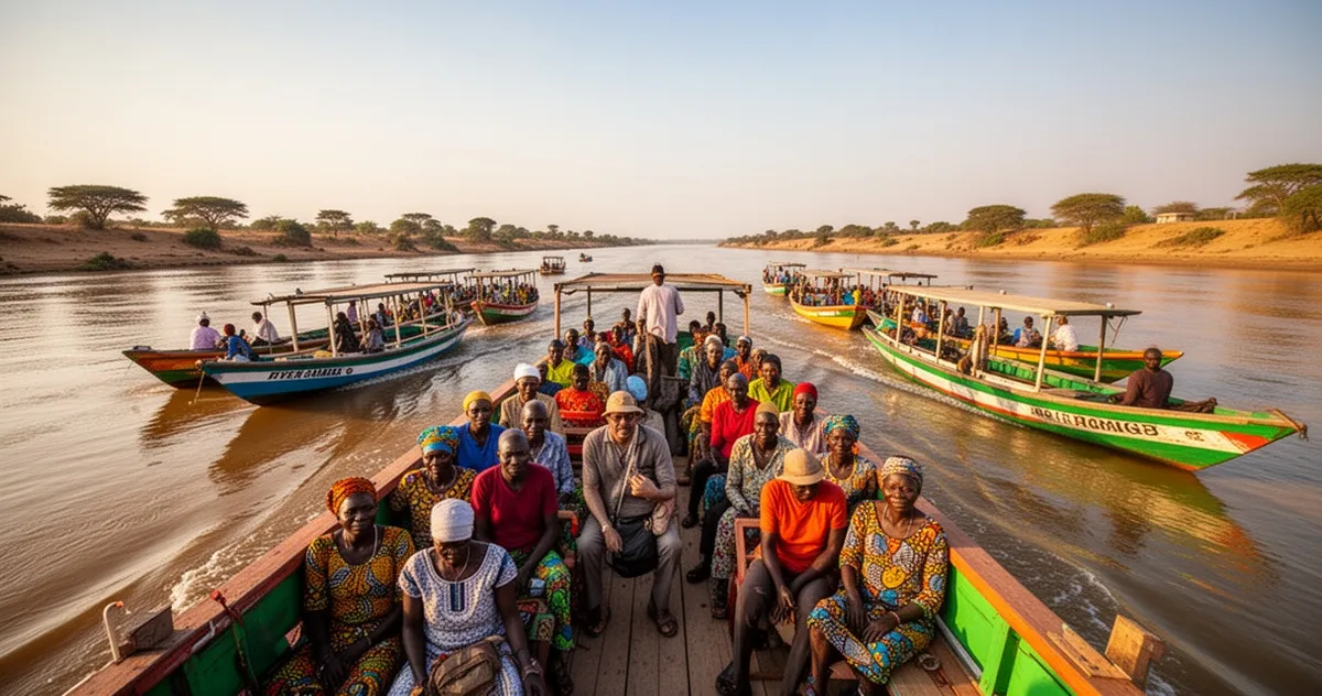 Przeprawa promem przez Rzekę Gambia