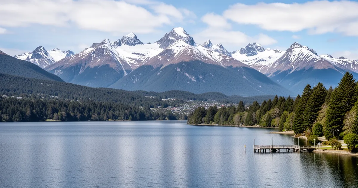 Panorama Bariloche z jeziorem Nahuel Huapi