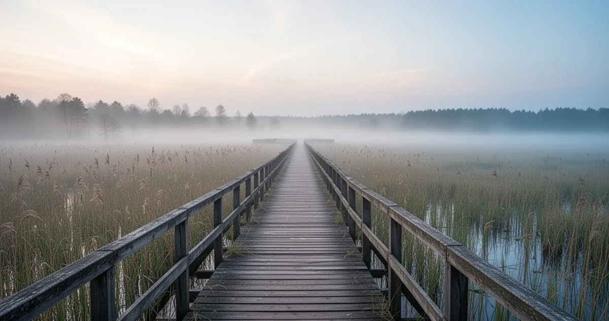 Kładka na bagnach Biebrzańskiego Parku Narodowego