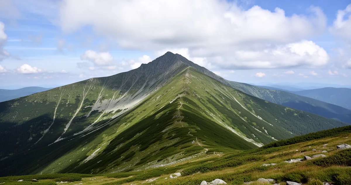 Panorama masywu Babiej Góry z widocznym szczytem Diablak