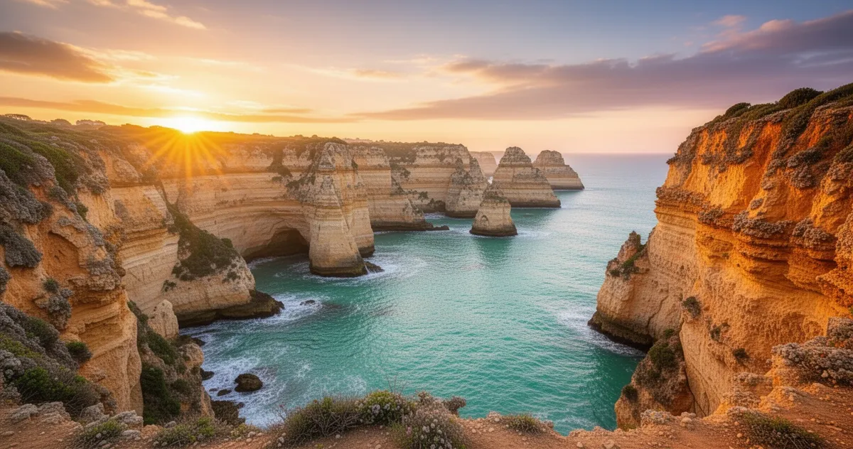 Klify Ponta de Piedade o zachodzie słońca