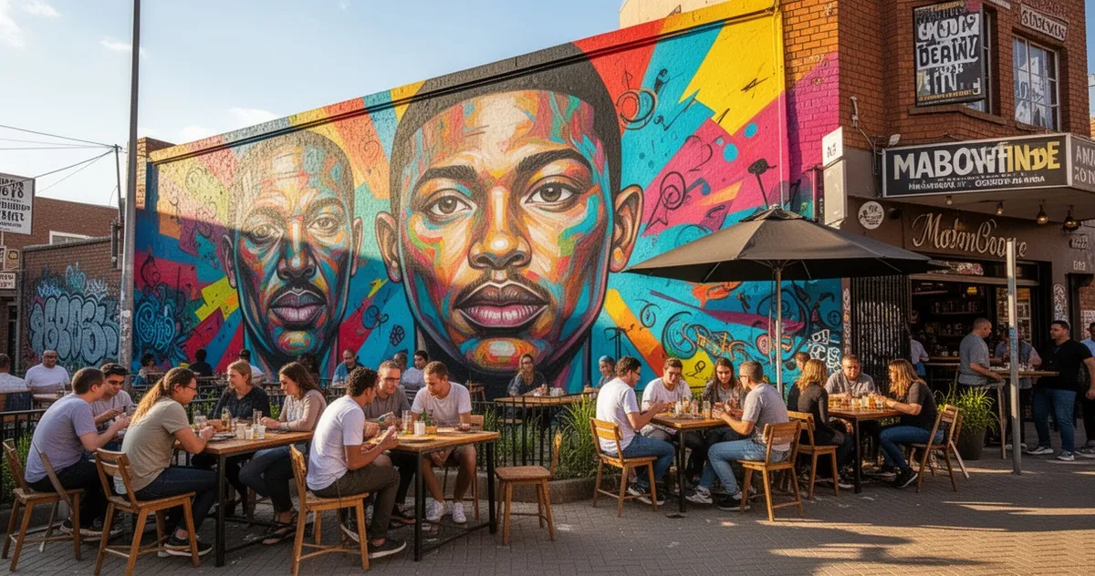 Street art i kawiarnia w dzielnicy Maboneng w Johannesburgu