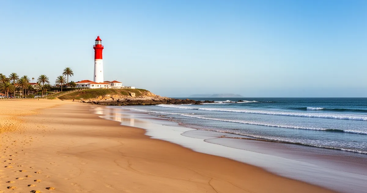 Plaża Umhlanga Rocks z latarnią morską