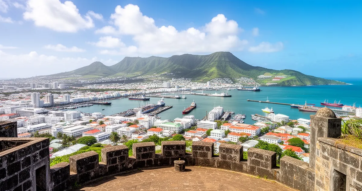 Panorama Port Louis widziana z Fortu Adelaide