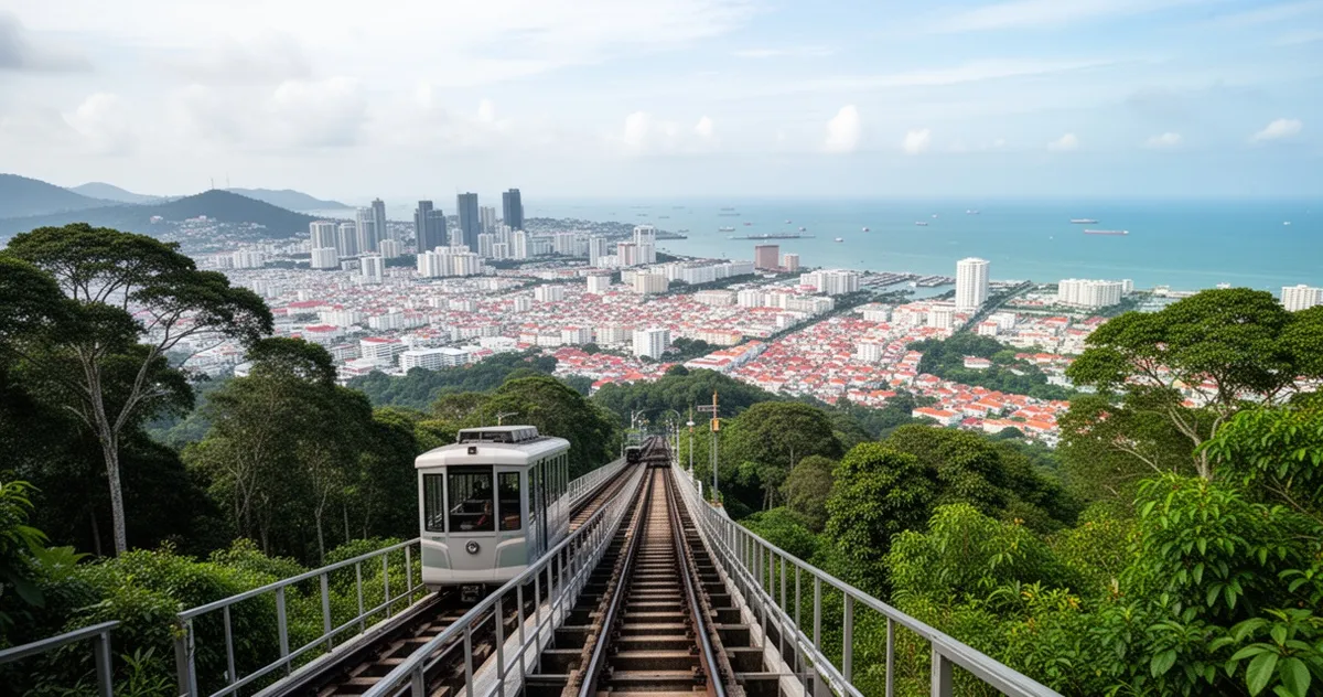 Widok z Penang Hill na George Town i morze
