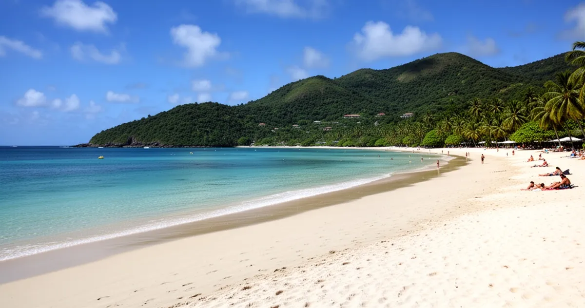 Szeroka plaża Beau Vallon na Seszelach
