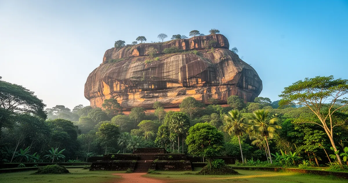 Lwia Skała Sigiriya, widok od strony ogrodów wodnych
