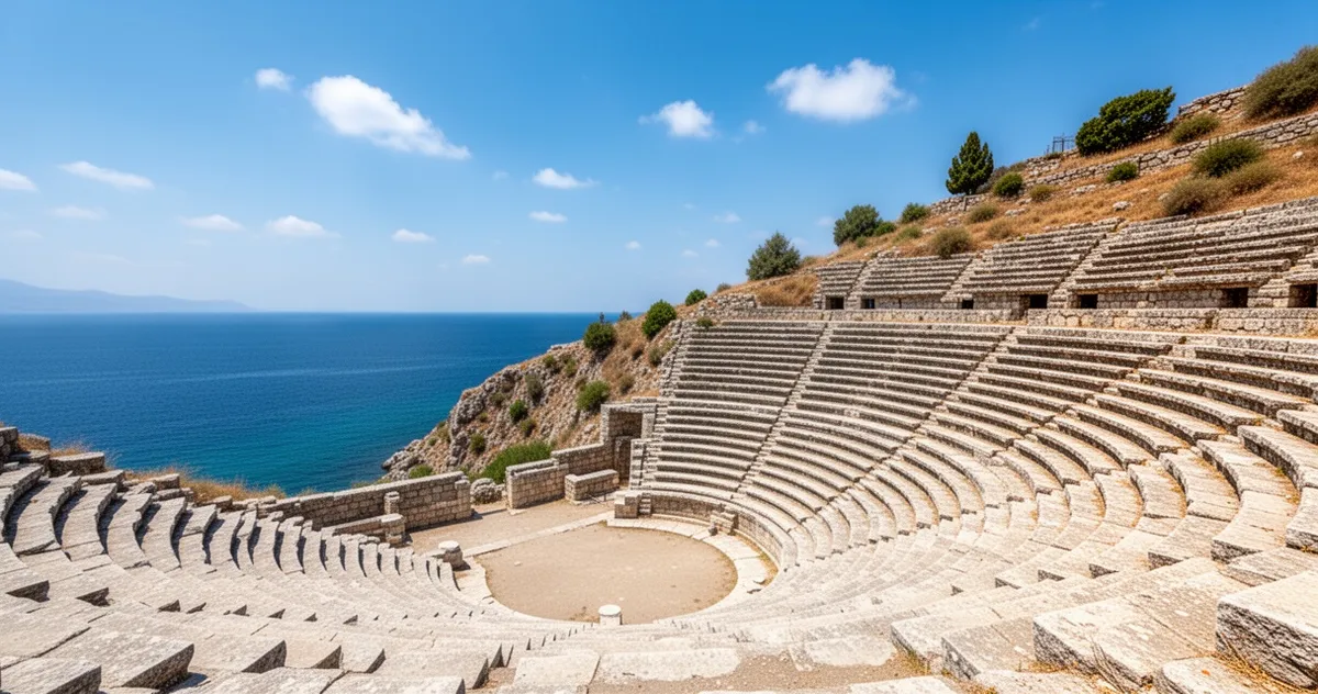 Amfiteatr hellenistyczny w Bodrum z widokiem na morze