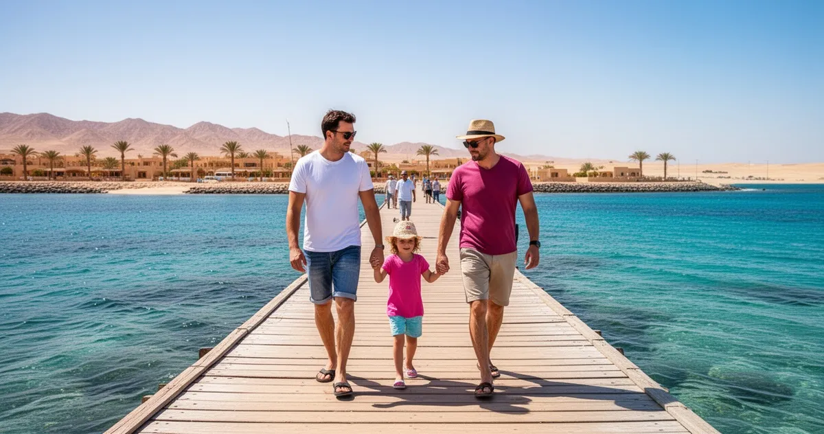 Rodzina na molo w Marsa Alam