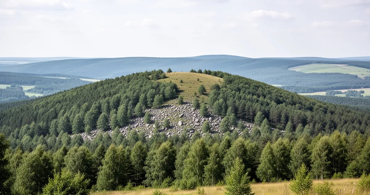 Widok na gołoborze na stoku Łysej Góry w Górach Świętokrzyskich