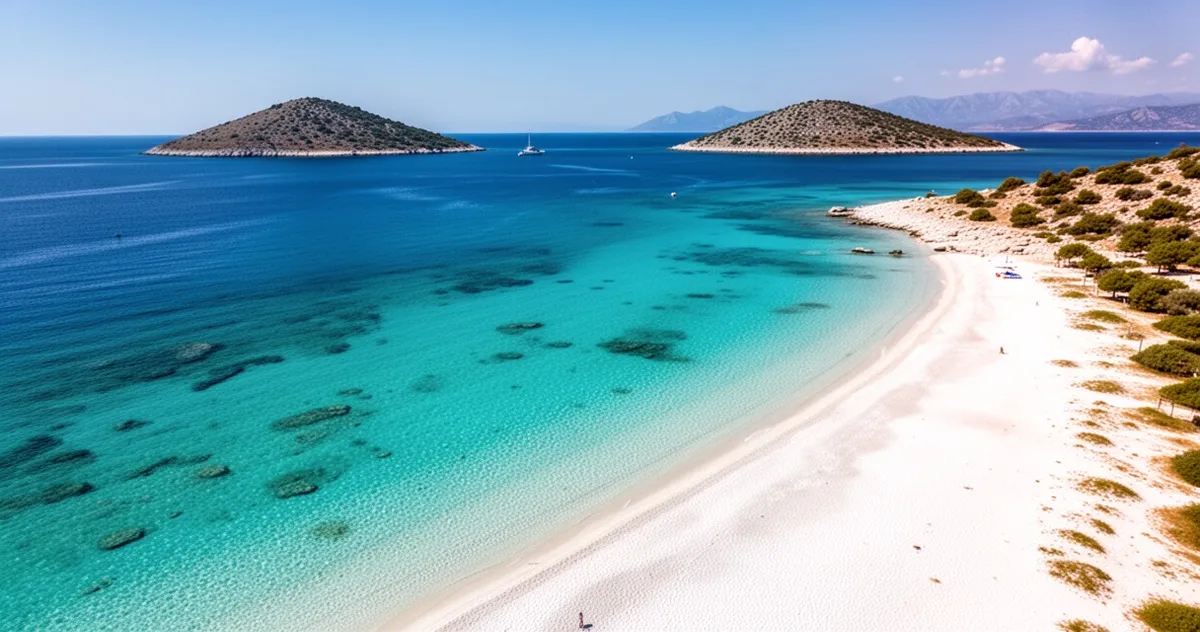 Plaża Ksamil w Albanii z turkusową wodą i białym piaskiem