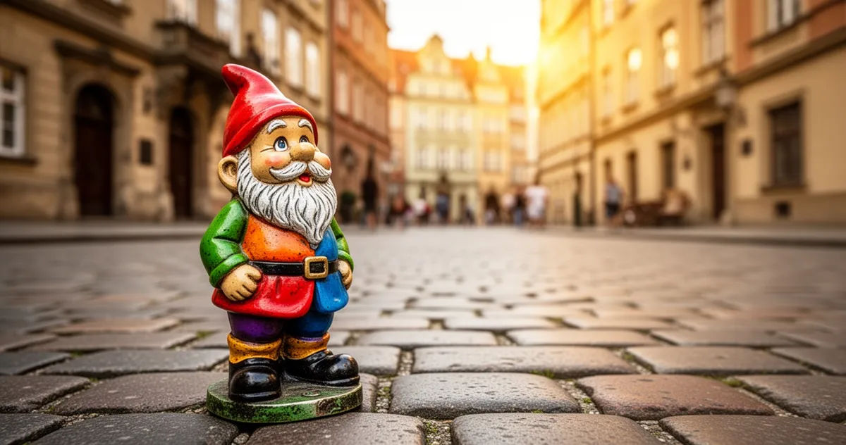 Mały krasnal na wrocławskim bruku