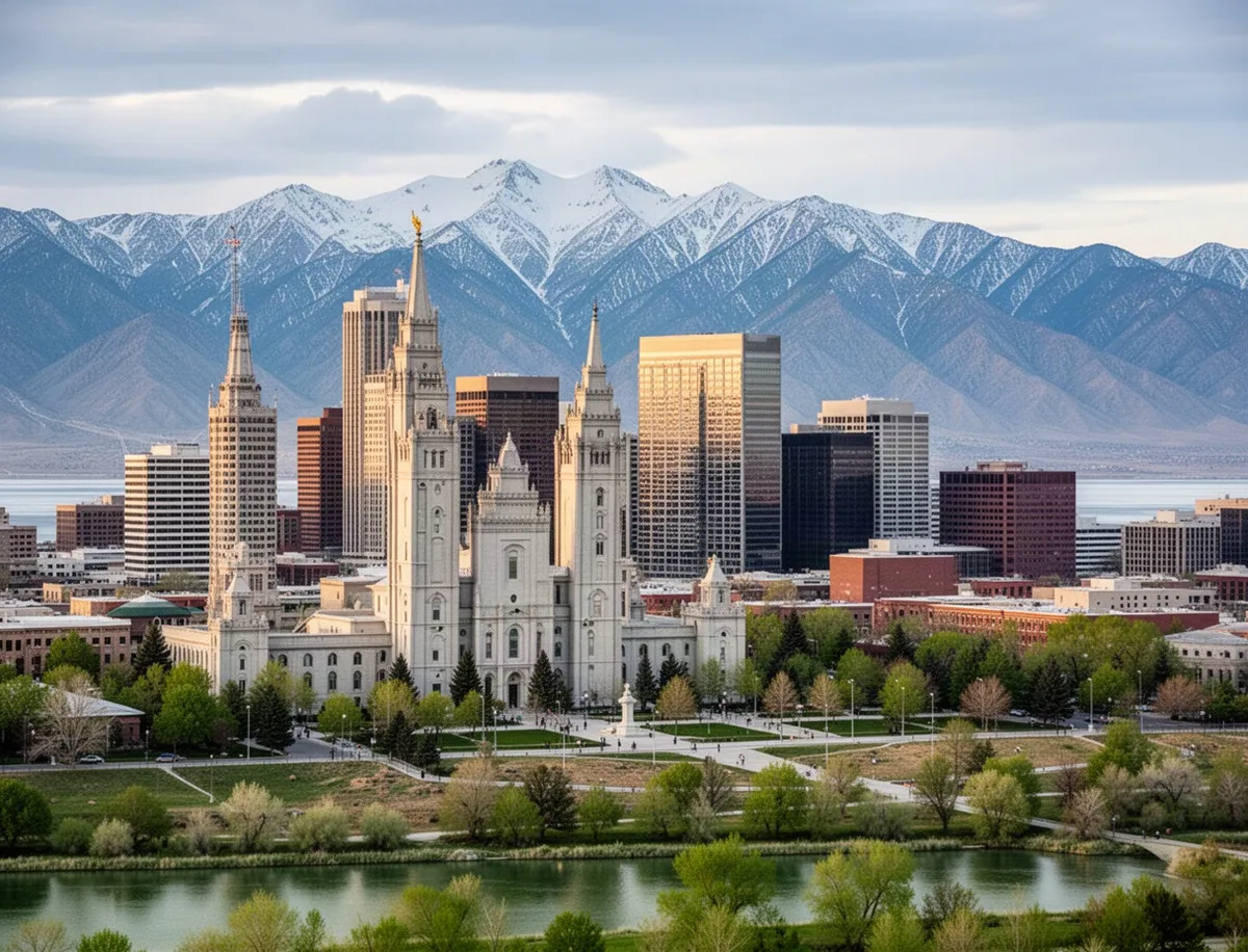 Panorama Salt Lake City z górami