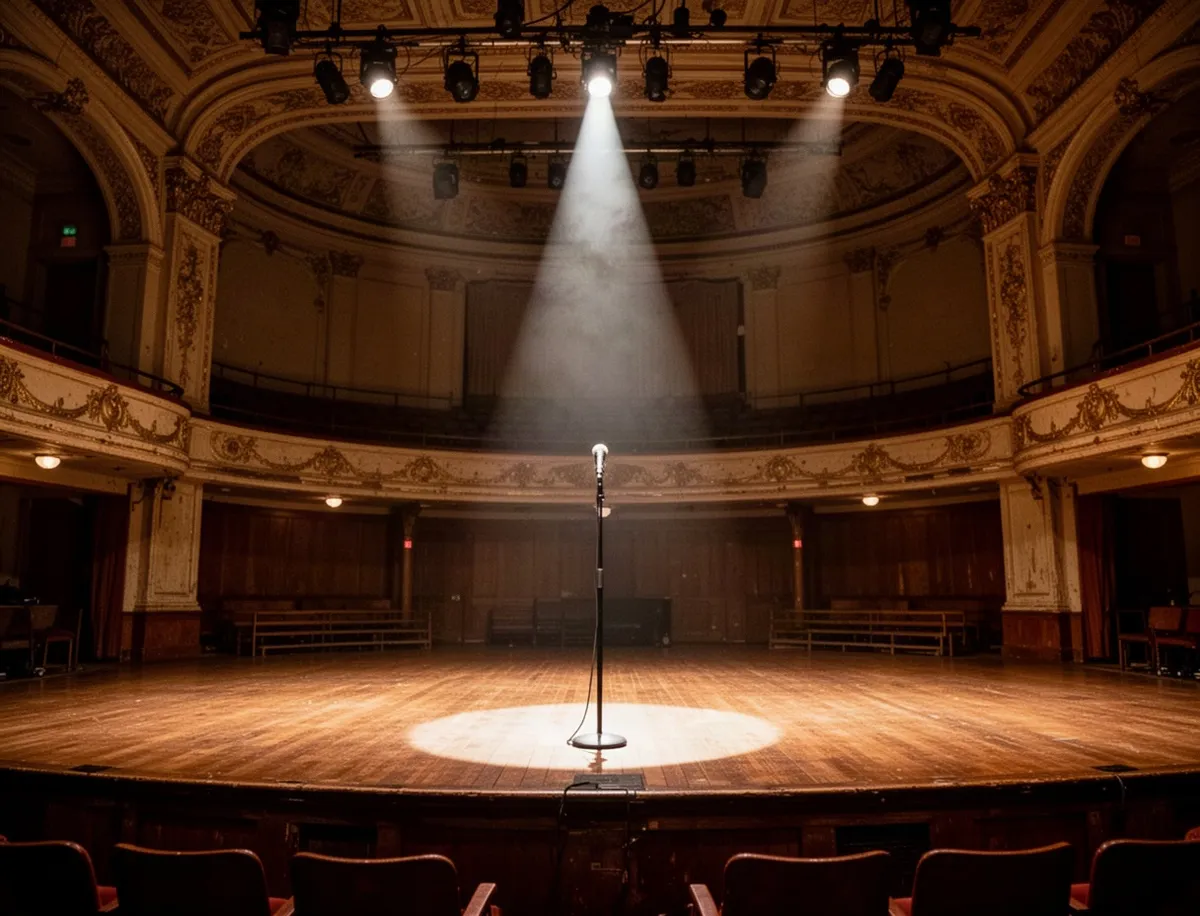 Scena Ryman Auditorium z historycznym wnętrzem