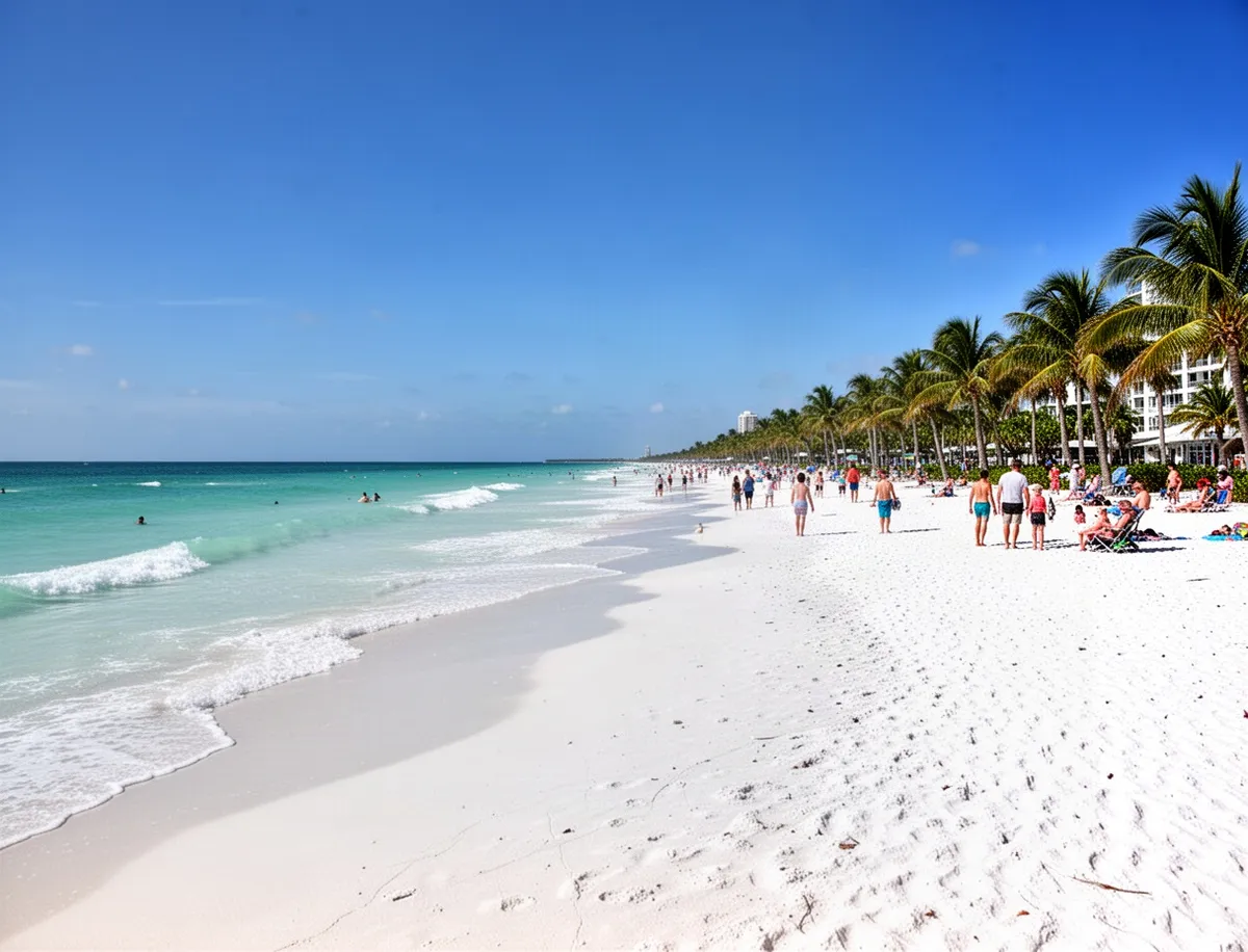 Clearwater Beach z białym piaskiem i turkusową wodą