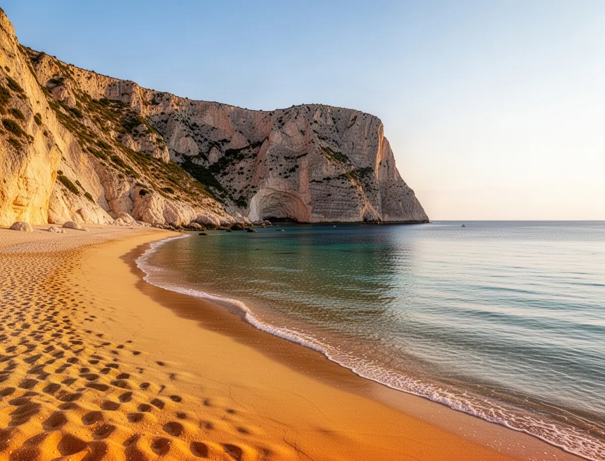 Gerakas Beach z łagodnym zejściem do morza
