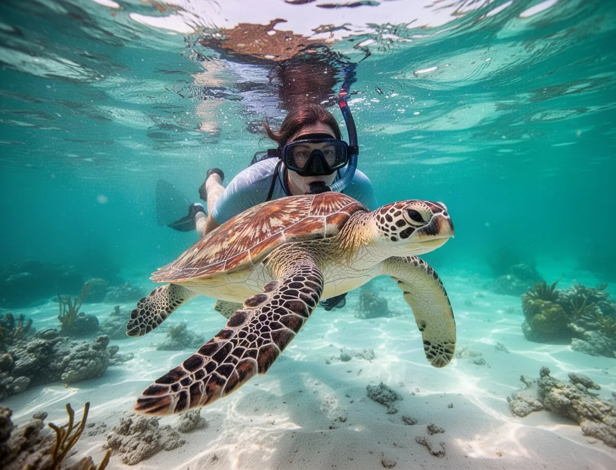 Snorkeling z żółwiem w Akumal