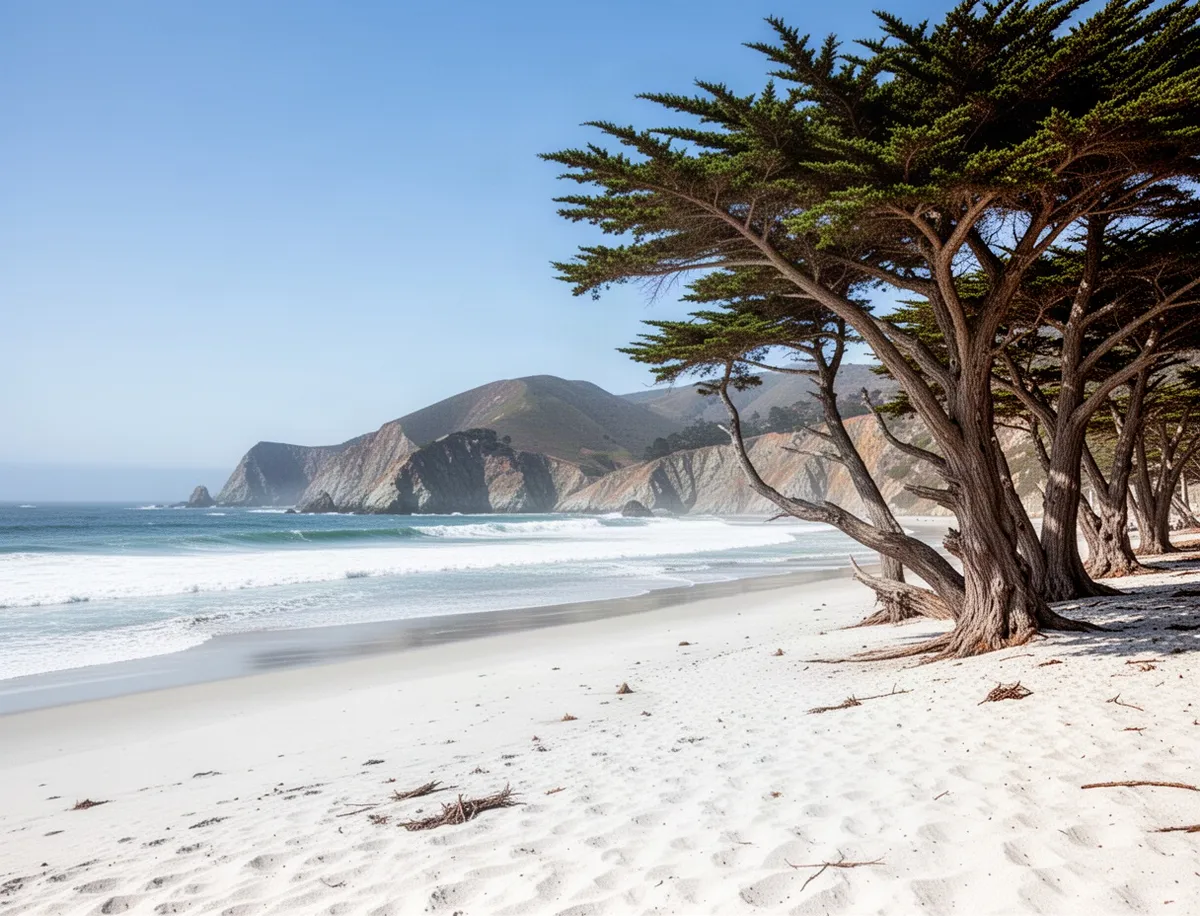 Carmel Beach z białym piaskiem