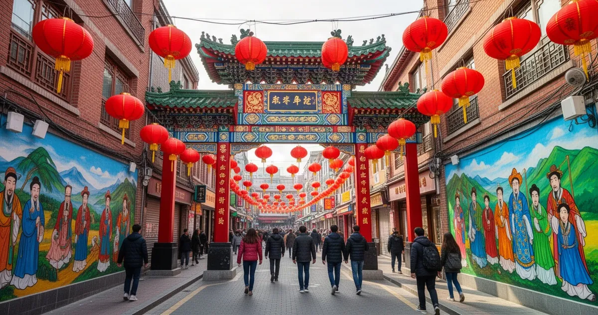 Kolorowa ulica w dzielnicy Chinatown w Incheon