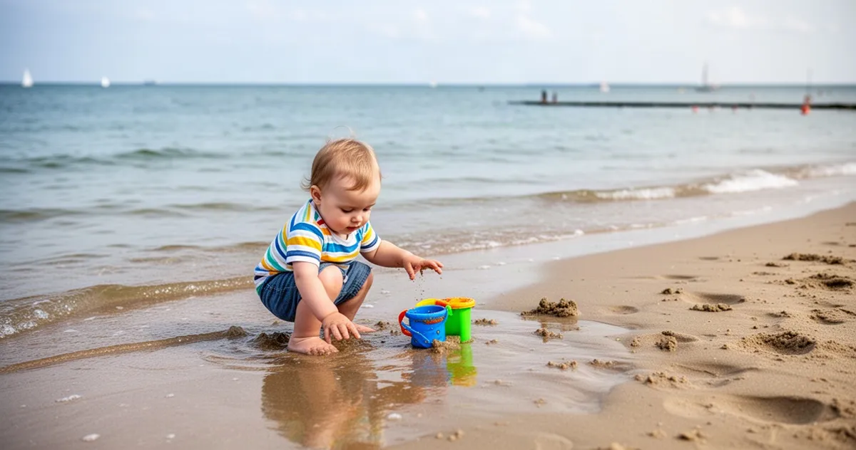 Dziecko na plaży w Sarbinowie