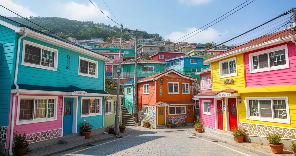 Kolorowe domy w dzielnicy Gamcheon w Busan