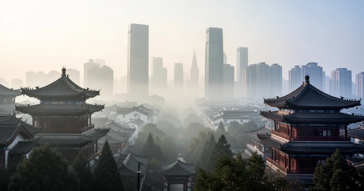Panorama Chengdu o poranku
