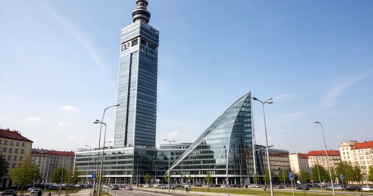 Kompleks Sky Tower we Wrocławiu z wieżą B2 i niższym budynkiem B3