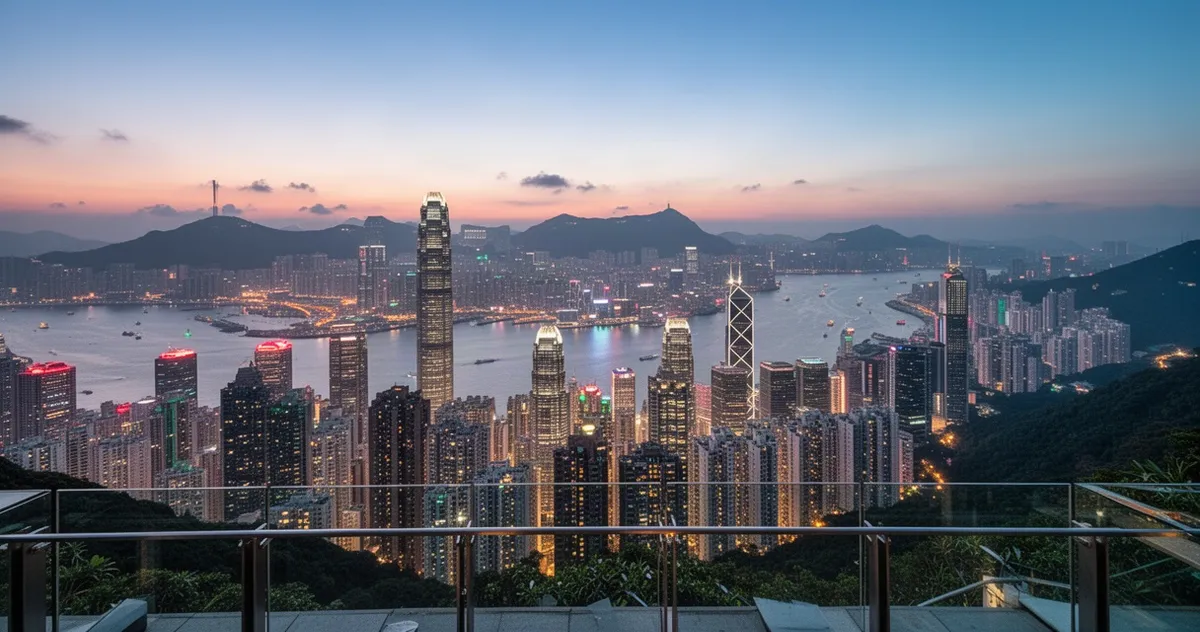 Widok z tarasu Sky Terrace 428 na Victoria Peak
