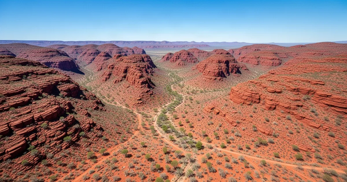 Widok z lotu ptaka na MacDonnell Ranges w okolicy Alice Springs