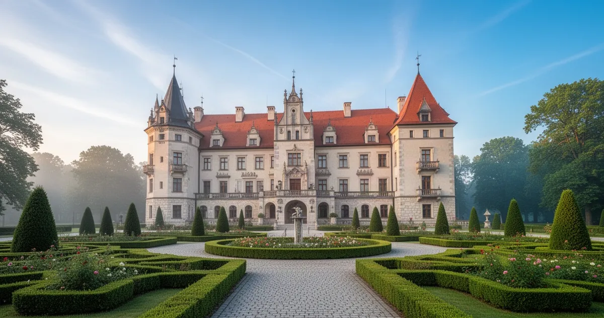 Widok na zewnętrzną bryłę hotelu Zamek Janów Podlaski