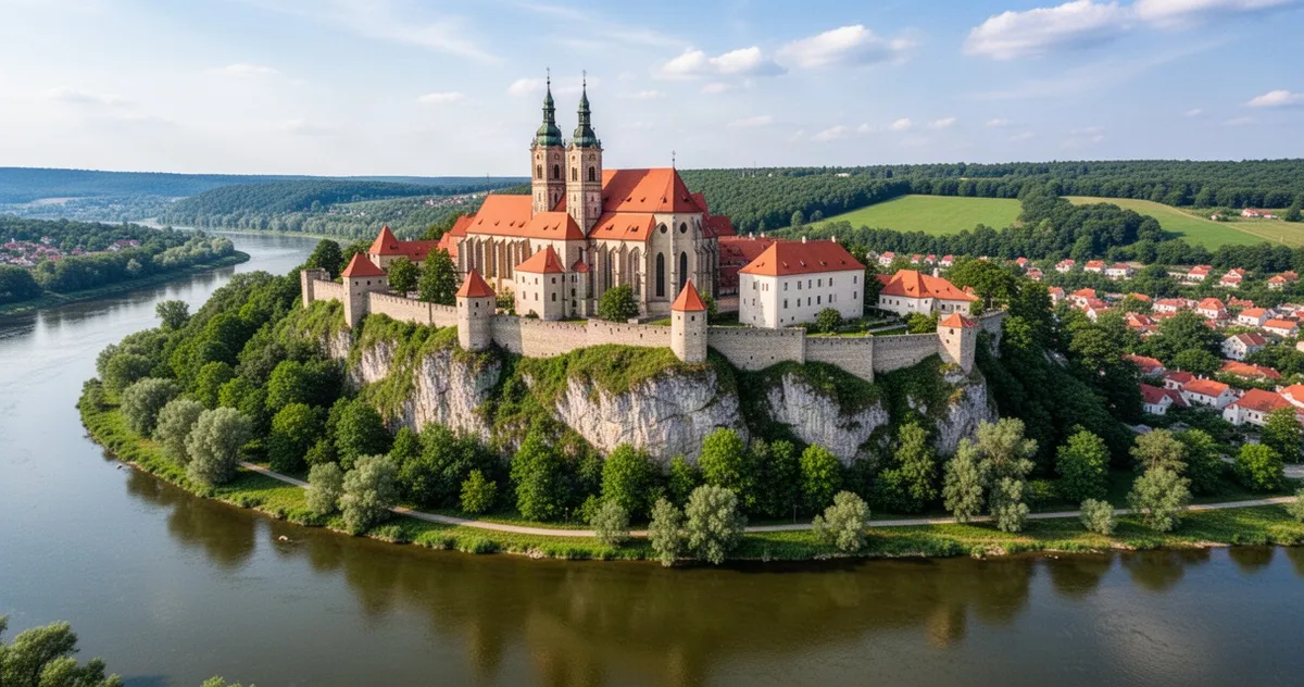 Opactwo benedyktynów w Tyńcu widziane z lotu ptaka